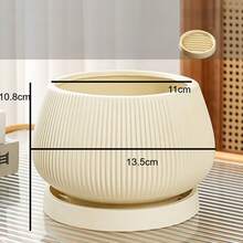 Creative Ceramic Flower Pot With Ceramic Tray, Home Use, Modern Minimalist Design, Suitable For Orchids And Green Plants - 1pc - View 10