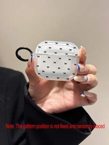 Casing Earphone Transparan Motif Pita Hitam Lucu untuk AirPods 1 2 3 Pro 2, Pelindung TPU Lembut Transparan dengan Gantungan Kunci Hitam, Casing Headset Motif Pita Manis - MultiWarna - View 6