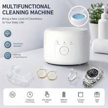 SOKANY Portable Denture Cleaner, Multi-Function Cleaning Machine, 3-Level Timer Cleaning (3/5/10 Minutes), 360° 3D Descaling, USB Rechargeable (500mAh Lithium Battery), Suitable For Glasses/Dentures/Jewelry And More - White - View 4