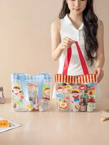 1pc Cartoon PVC Transparent Tote Bag, Waterproof Beach Bag, Large Capacity Swimming Storage Bag, Cosmetic Bag - Multicolor - View 7