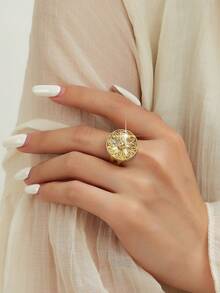 Mgyi Bohemian Style Round Scroll Radial Hollow Adjustable Ring, Suitable For Women's Daily And Party Wear - PJZ-187 - View 1