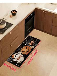 1/2pcs Halloween Kitchen Decor Rug, Cute Ghost Pumpkin Cat Kitchen Rug And Mat, Non-Slip Washable Absorbent Kitchen Accessories Decorative Mat - Multicolor - View 14