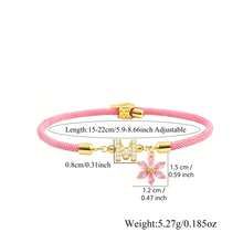 1pc New Classic Letter & Flower Adjustable Braided Rope Bracelet For Women - Pink - View 2