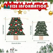 6Pcs Snowflake Stocking Print Tree Shaped Gift Bags, Festive 100% Polyester Drawstring Mini Candy Pouch Hanging Ornament For Xmas Party Decor - Multicolor - View 7