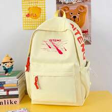 Y2K Millennium Style Pink Graffiti Backpack, Versatile Streetwear Bag For Girls, Personalized Color-Block Drawstring Design - Pink - View 3