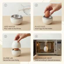 Creative Aluminum Egg-Shaped Microwave Egg Cooker Steamer Cup, Adjustable Soft/Hard Boiled Egg Maker, Compact Quick Breakfast Gadget, Suitable For Student Dorms, Office Spaces And Small Kitchens - Multicolor - View 5