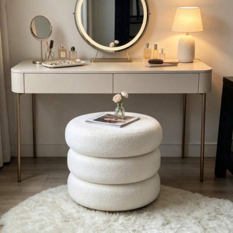 Boucle Cloud Storage Ottoman, Cream - Cream - View 1