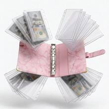 1套 A6 PU馬卡龍色可拆卸封面活頁筆記本，創意文具，含8個拉鍊收納袋 - 彩色 - 查看 8