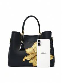 Dedoo 輕奢時尚百搭多隔層大容量手提包兼斜跨包 - 黑色 - 查看 2