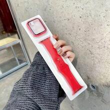 Soft Silicone Sports Watch Band With Case | Comfortable Adjustable Wristband & 2-In-1 Screen Protector Case, Compatible With Series Ultra/SE/10/9/8/7/6/5/4/3/2/1, Smartwatch Accessories 38/40/41/42/44/45mm - Multicolor - View 35