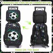 3pcs Roller Backpack Set, Soccer Print Backpack, Tote Bag, Outdoor Bag, Wallet, Best Gift For Back To School Season - Football Trolley Bag Set - View 12
