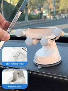 1pc Cute Dashboard Suction Cup Phone Holder, Printed With "Hi, I'm Baby" Text, Gravity Auto-Clamping, Foldable, Anti-Vibration, Stable Universal Navigation Accessory, Designed For Female Drivers - Upgraded Version - View 2