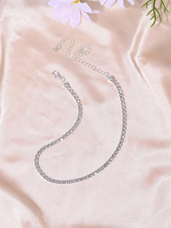 1pc Glamorous Super Shiny Rhinestone Choker Necklace Suitable For Women's Party Wear