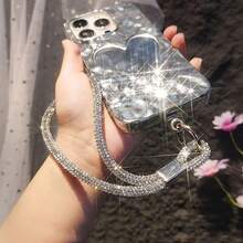 1pc Shiny Rhinestone Crystal Short Phone Lanyard Wrist Strap Anti-Loss Phone Chain Compatible With IPhone/ Series Durable Fashion Y2K Full Rhinestone Phone Lanyard For Women - Multicolor - View 4