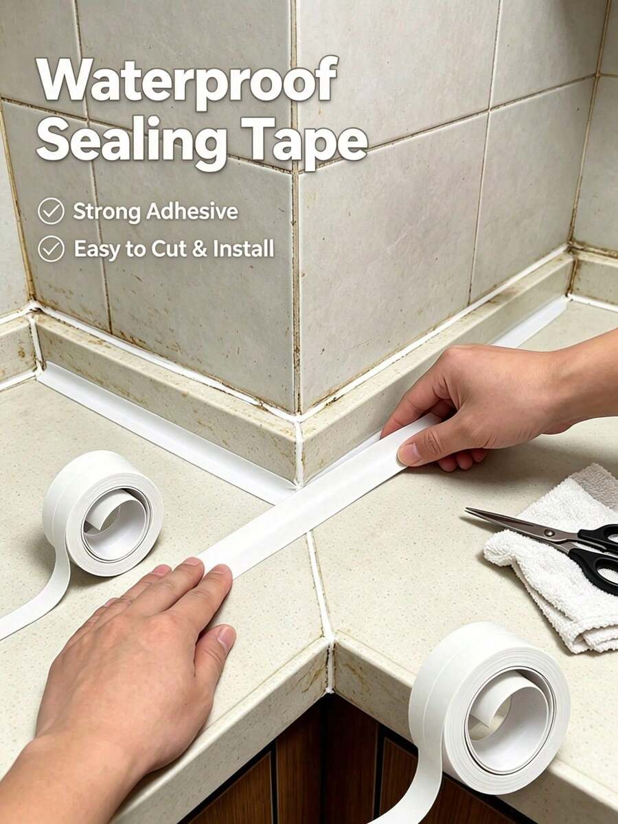 Heavy Duty Waterproof Self-Adhesive Sealing Tape, PVC Caulk Strip 3-In-1 Tape, Adhesive And Sealant, Kitchen Anti-Mold Anti-Moisture Kitchen And Bathroom Sink Gaps, Used For Sealing Bathtubs, Toilets, Etc., Suitable For Kitchen, Wall Corners, Rooms, Bathrooms, Workshops