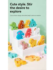 Mainan Favorit Bayi! 26 Balok Kayu Alfabet dengan Transportasi, Hewan, Dinosaurus, dan Kata-kata Bahasa Inggris, Mainan Edukasi Pembelajaran Dini untuk Balita - MultiWarna - View 10