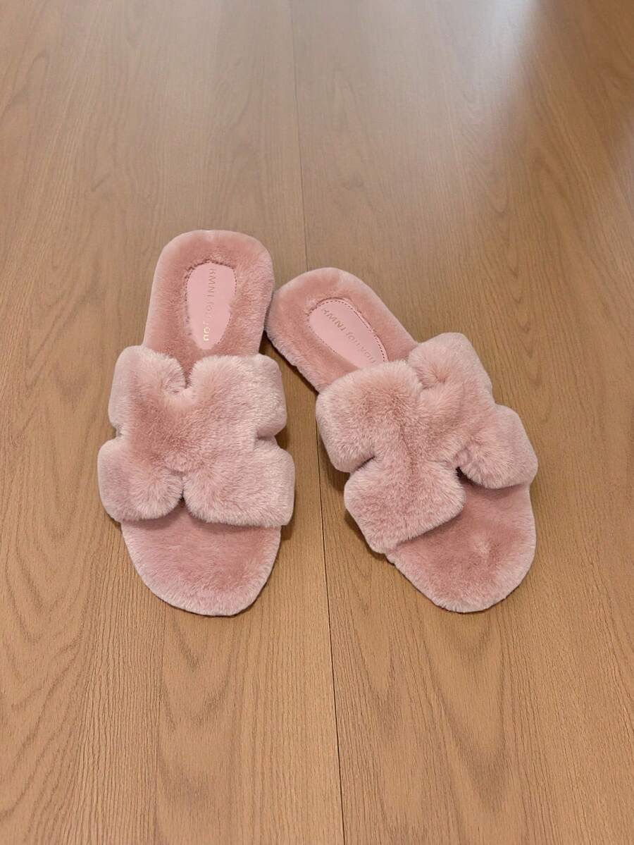 Women's Fuzzy Soft Plush Open Toe Slippers, Warm Comfortable Fluffy ...