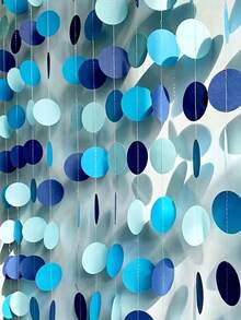 1 Set Blue Round Paper Banner Garland, Christmas Party Decoration, Party Backdrop, Scene Atmosphere Decor, Theme Party, Family Gathering, Home Decor - Multicolor - View 7
