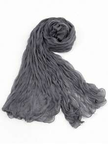 1pc Solid Color Breathable Ruffle Soft Headscarf, Bright Elastic Wrinkle-Resistant Spring Summer Headscarf - Multicolor - View 6
