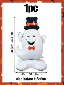 1pcp Large Standing Ghost Balloon, Suitable For Halloween Party Decoration, Ghost Theme Decoration, Horror Scene Decoration, Indoor And Outdoor Decoration - Multicolor - View 7