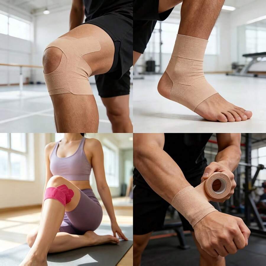 1/3/6/9 Rollos de Cinta Elástica para Músculos Deportivos, Cinta Atlética Elástica, Adecuada para Fitness, Accesorios de Fitness de Color Brillante, Suministros de Fitness, Soporte de Fitness, Cinta de Entrenamiento, Cinta Deportiva, Entrenadores de Fitness, Entusiastas del Fitness - Modelo A - Ver 1