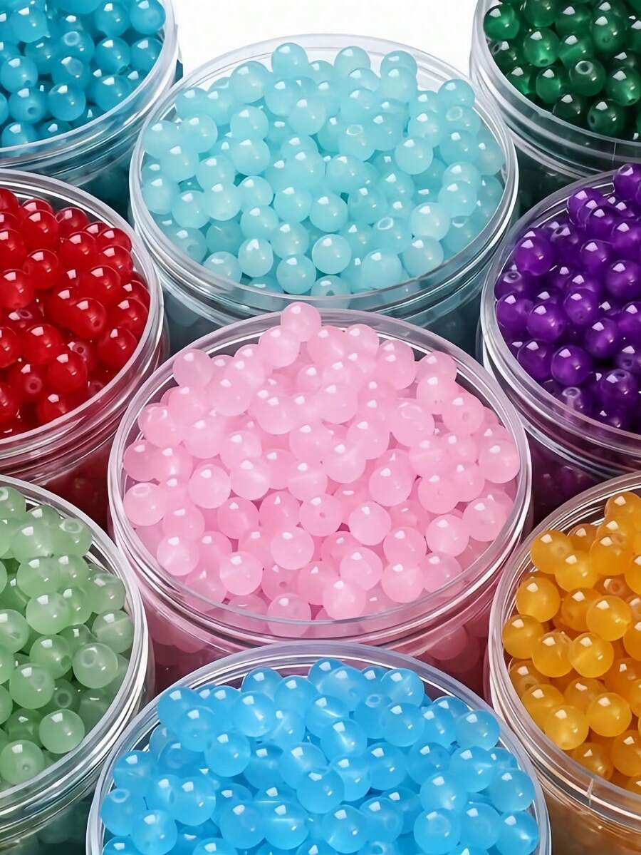 100 hạt thủy tinh xanh đậm 8mm, hạt spacer tròn nhẵn làm trang sức DIY vòng tay vòng cổ, phụ kiện hạt trang trí thủ công - Nhiều màu - Xem 1