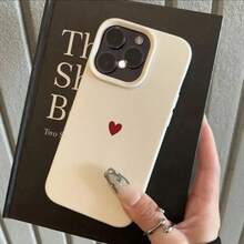Simple Red Love Heart Soft TPU Phone Case For IPhone 17 Air 16 14 13 12 11 Pro Max 7 8 Plus Cover For IPhone 16E 15 Pro Cases - T12283 古董白 - 查看 1