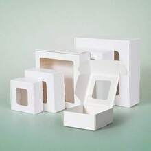 48/36/24/12/2pcs White Small Gift Boxes With Transparent Window, Jewelry, Soap, Candy Boxes, Handmade Crafts Packaging, Flat Bulk Pack, Suitable For Gifts, Crafts, Weddings, Parties, Bridal Showers, Brides, Wedding Decor, Birthday Decor - White - View 1