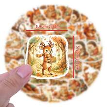 50PCS Cozy Autumn Woodland Animals Reading Stickers For Water Bottles Phone Case Laptops Gifts Stickers - Burnt Orange - View 2