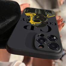 [24h Versand Aus DE/FR/ES]Black Base Yellow Outline Gas Mask Character Retro Font Graphic Slim Soft TPU Phone Cover Fit  11-17 Air Series,  S21-S26 Ultra,   Fingerprint Resistant Anti-Fall Phone Case, Minimal Grunge Street Fashion Festival Present For Urban Style Enthusiast Friends - 1 Main Image - View 6