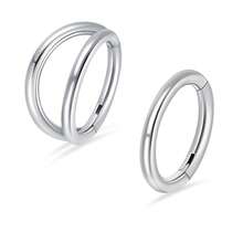 SHZYLN 2pcs/Set 316 Stainless Steel Nose Rings (Double Ring Design) Optional Sizes 18G/16G, Diameter 8mm-10mm; Can Be Used As Cartilage, Helix, Daith, Rook Earrings Or Septum Rings; Features Hinged Opening Design - 2 Pieces - View 15