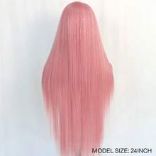websterwigs Pink Mix Grey Long Silky Straight Synthetic Wig With Highlights Free Part 13X4 Lace Front Wigs For Women Daily Use Cosplay Party, Halloween - Multicolor - View 8