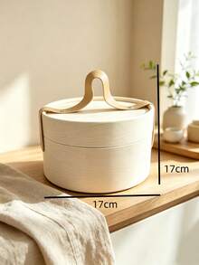 Natural Bamboo Woven Gift Box With Leather Handle, Round Handheld Storage Basket, Reusable Holiday Gift Packaging Box, Wedding Gift, Home Decor - Multicolor - View 8