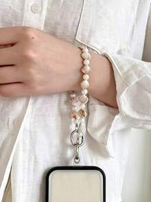 1 Buah Tali Panjang Selempang Mutiara Cangkang Cokelat Elegan, Cocok untuk Casing Ponsel, Gelang Pendek Multifungsi, Rantai Ponsel, Gaya Korea Serbaguna untuk Penggunaan Luar Ruangan, Kamera CCD Universal, Sabuk Bahu Samping Portabel, Anti-Hilang - MultiWarna - View 3