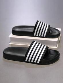 Soft Thick Cushioned Men's Slides, Comfort Indoor Home Slippers, Non-Slip Outdoor Beach Sandals, Essential Travel Shoes, Extra Large Sizes EU 39 To 48 - Black - View 10