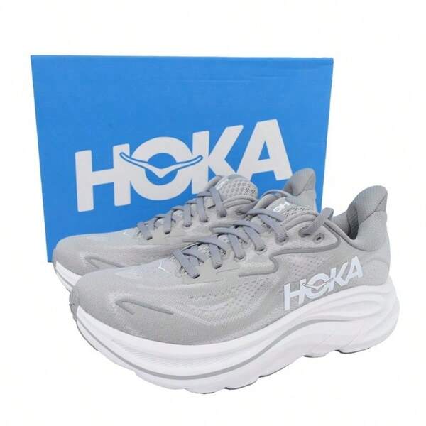 Ανδρικά αθλητικά παπούτσια τρεξίματος Hoka One One Clifton 10, ελαφριά, casual, από πλέγμα, με χοντρή σόλα, γκρι