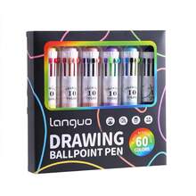 60/120 Colors Press-Type Multi-Color Ballpoint Pen Of 10-In-1 Colorful Ballpoint Pens - Press Smooth Rollerball Pen, Bullet Tip Ideal For Students And Prize Gifts - Sets - View 10