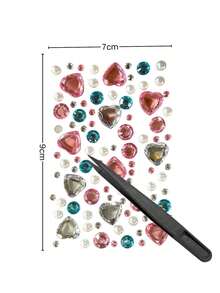 1 Set Heart-Shaped Rhinestone & Faux Pearl Decorative Stickers, Gemstone Luster Texture, High Transparency Clear Base, Removable Adhesive Backing, Suitable For Gift Boxes & Ornament Decoration, Luxurious Gemstone Style Decorative Accessories - 3D Heart Diamond - View 10