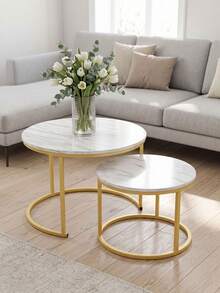 Super life Mesa de café compacta de estilo nórdico, disponible en múltiples tamaños incluyendo redonda y mesa de café redonda minimalista moderna o mesa auxiliar, adecuada para salas de estar pequeñas. Dorado, muebles, mesa. - Multicolor - Ver 2