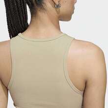 adidas originals Top ESSENTIALS RIBBED圓領修身套頭 運動背心 女款 - 卡其色 - 查看 4
