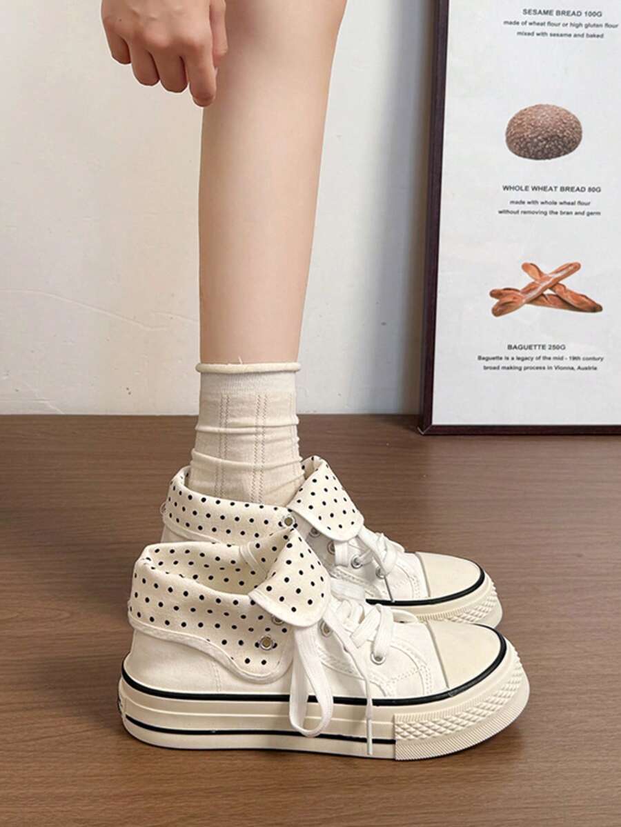 qishangda Women's Wedge Platform Sneakers, Casual Sports Shoes, Height-Increasing 5cm High-Top Canvas Running Shoes,Trainers Women,Back To School - White - View 1