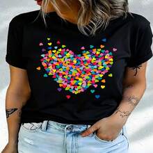 Retro Floral Skull, 100% Cotton, Oversized Soft Breathable, Casual Crewneck Short Sleeve Top, Summer Vibes, Edgy Aesthetic, Streetwear, Romantic, Flower Lovers - 黑色 - 查看 10
