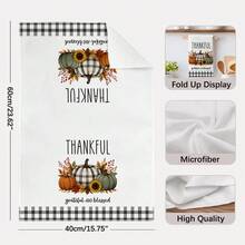 2PCS Kitchen Towels Black & White Plaid Maple Leaf Pumpkin & Gnome Pattern, Super Soft Microfiber Material Kitchen Towels Dish Cloths, Hand Towels, Tablecloths, Kitchen Decor, Kitchen Cleaning, Bathroom Cleaning, Holiday Party Decor, Kitchen & Bathroom Supplies Home Essentials, Home Decor, Housewarming Gift - Multicolor - View 4