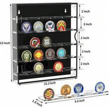 5 Layer Coin Display Box, Round Badge Case With Removable Shelves & Magnetic Door For 40mm Coins, Collection Storage Gift Idea - A - View 3