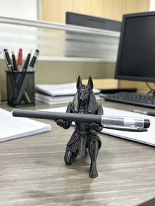Ancient Egyptian Anubis Themed Creative Pen Holder | Desktop Decor/Storage Dual-Use Jackal Head God Design | Suitable For Study/Office/Student Dormitory Ancient Themed Decorative Gift - Ancient Egyptian Anubis Themed Creative Pen Holder - View 1