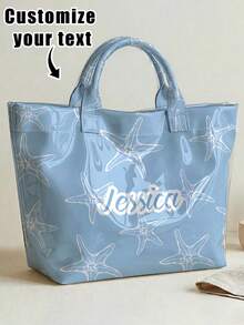1pc Customized Starfish Transparent PVC Tote Bag, Personalized Name Print, Large Capacity Beach And Daily Use Women's Bag, Perfect Gift Choice - Multicolor - View 12