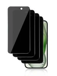 4pcs Full Screen Privacy Tempered Glass Screen Protector, Anti-Peeping, Anti-Collision, Anti-Scratch, Anti-Fingerprint, Strong Adhesion, Not Easy To Fall Off, Compatible With IPhone7/8/X/XR/11/12/13/14/15/16/16e/17/17 Air/17 Pro/17 Pro Max/18 Pro/18 Pro Max/Ultra Phone Accessories. Easy To Install, Compatible With Most Phone Cases. - Black - View 3