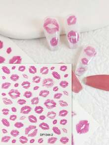 1pc Lip Patterned Nail Sticker Nail Stickers DIY Nails Nail Supplies - Pink - View 10