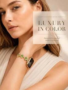 Compatible con Apple Watch Series S11/S10/S9/S8/S7/S6/S5/S4/S3/S2/S1/SE Ultra 3, 1 pieza Pulsera de metal plateada delgada para mujer, diseño de flor con circonita de strass, elegante y de moda, compatible con 38/40/41mm/42/44/45/46/49mm, accesorio de verano para mujer, fiesta de playa de verano, fiesta de baile, graduación, regalo de temporada de regreso a la escuela - Dorado - Ver 8
