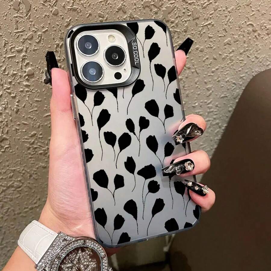 Black Rose Flower INS Laser Phone Case For IPhone 17 16 15 14 Pro Max Plus 13 12 Mini 11 Pro Max Shockproof Protective Covers - CH-Black B 花 2 - 查看 1